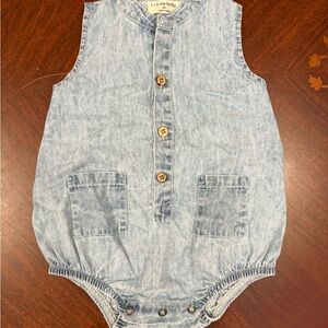1+ in the Family Light Wash Denim Baby One-Piece